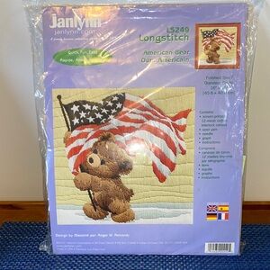 Vintage sealed Janlynn Longstitch Patriotic Bear kit